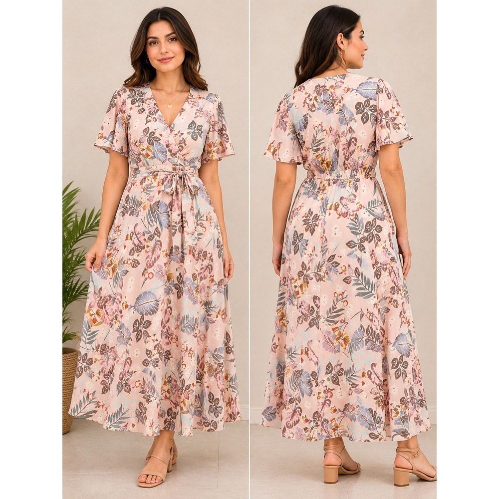 New Aakaa Floral Maxi Dress Small Boho Vacation Brunch Fairy Wedding